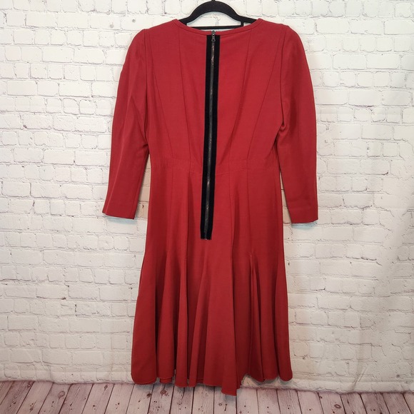Aquilano Rimondi Made in Italy 3/4 Sleeve Wool Blend Pleated Dress Women's 42-M - Picture 8 of 15